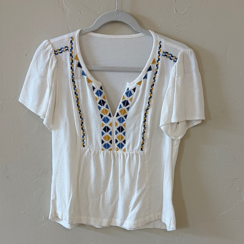 Embroidered White Blouse Size S